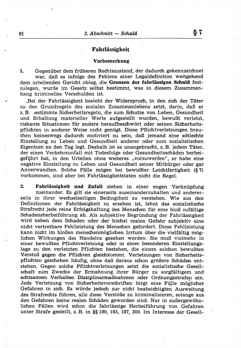 Strafrecht der Deutschen Demokratischen Republik (DDR), Lehrkommentar zum Strafgesetzbuch (StGB), Allgemeiner Teil 1969, Seite 91 (Strafr. DDR Lehrkomm. StGB AT 1969, S. 91)