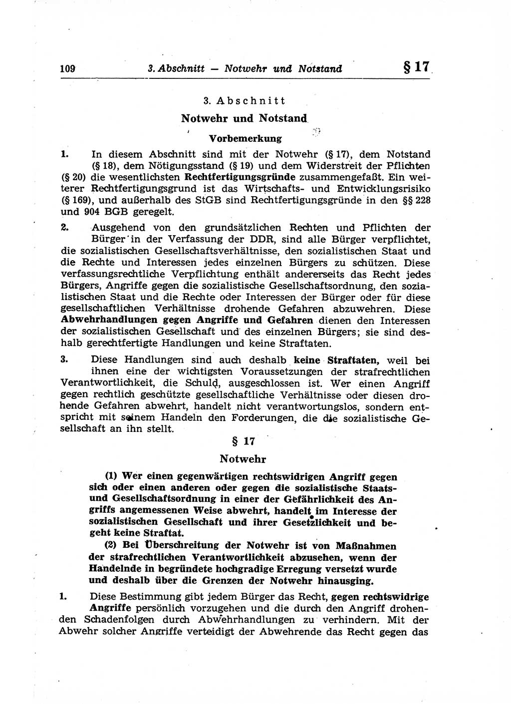 Strafrecht der Deutschen Demokratischen Republik (DDR), Lehrkommentar zum Strafgesetzbuch (StGB), Allgemeiner Teil 1969, Seite 109 (Strafr. DDR Lehrkomm. StGB AT 1969, S. 109)