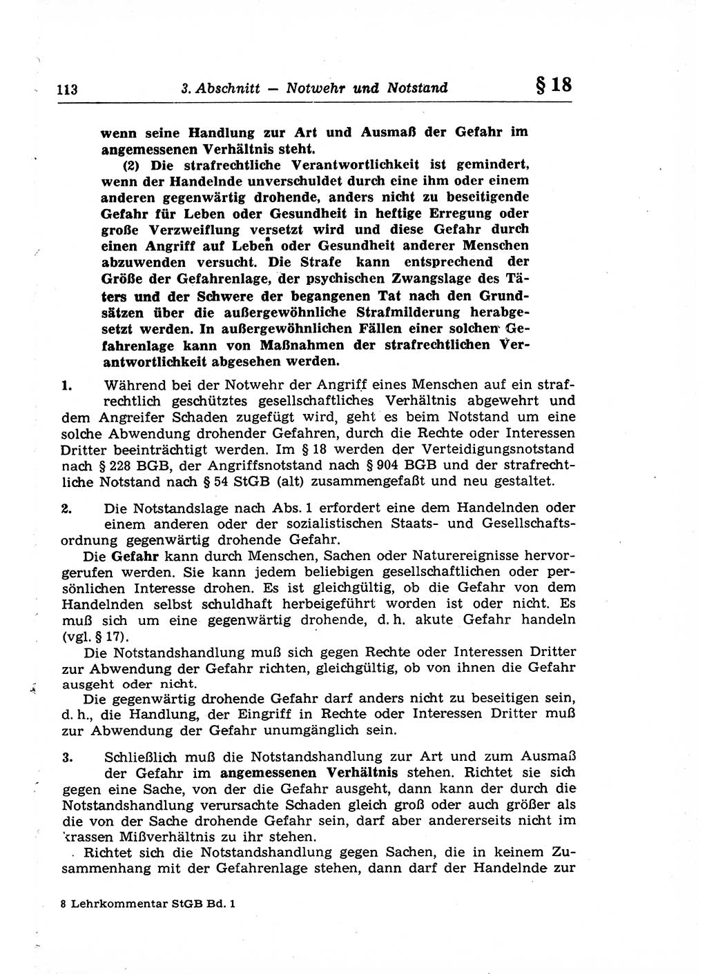 Strafrecht der Deutschen Demokratischen Republik (DDR), Lehrkommentar zum Strafgesetzbuch (StGB), Allgemeiner Teil 1969, Seite 113 (Strafr. DDR Lehrkomm. StGB AT 1969, S. 113)