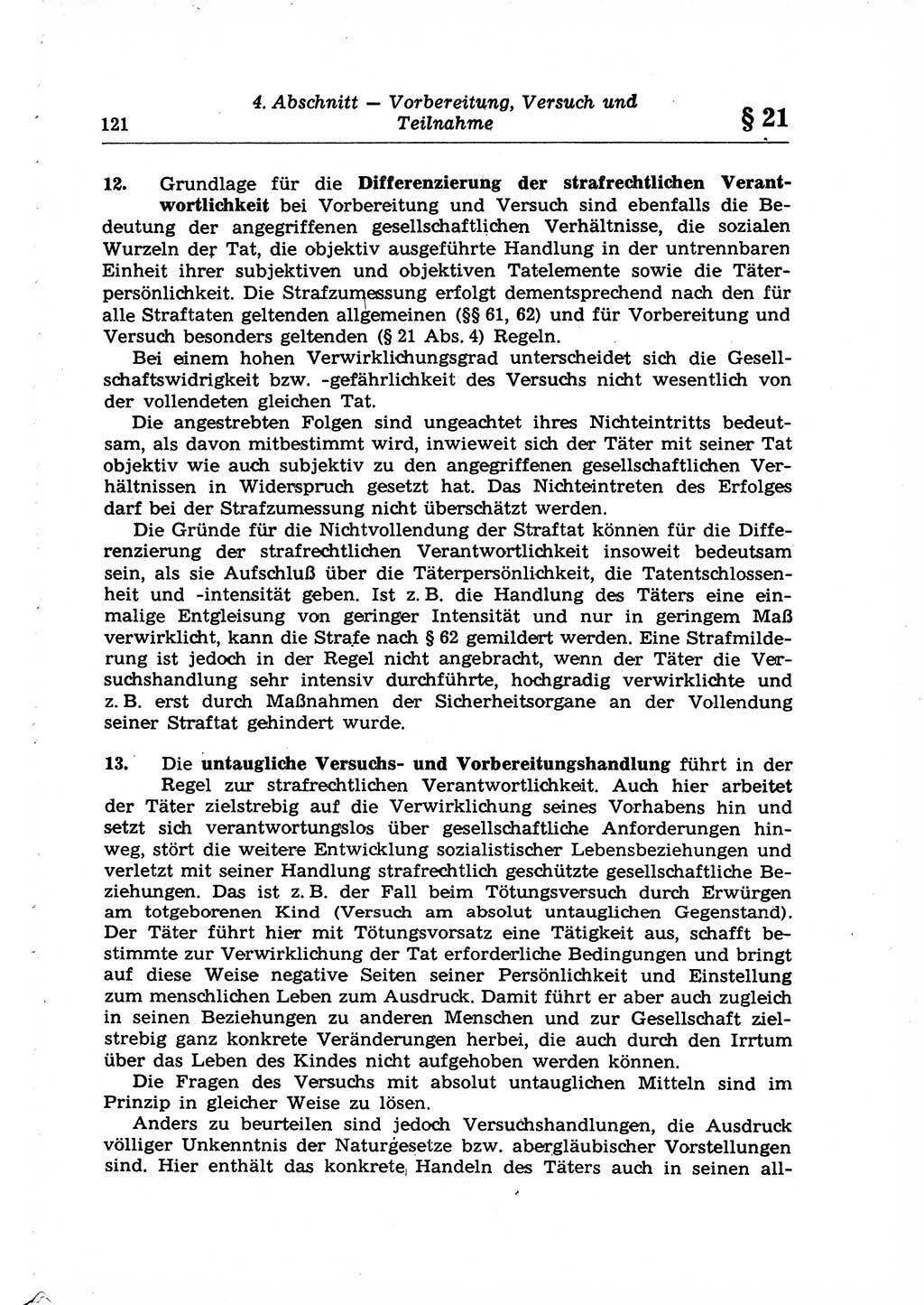 Strafrecht der Deutschen Demokratischen Republik (DDR), Lehrkommentar zum Strafgesetzbuch (StGB), Allgemeiner Teil 1969, Seite 121 (Strafr. DDR Lehrkomm. StGB AT 1969, S. 121)