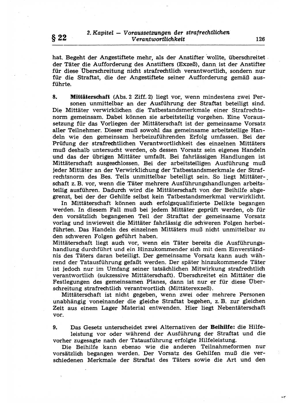 Strafrecht der Deutschen Demokratischen Republik (DDR), Lehrkommentar zum Strafgesetzbuch (StGB), Allgemeiner Teil 1969, Seite 126 (Strafr. DDR Lehrkomm. StGB AT 1969, S. 126)