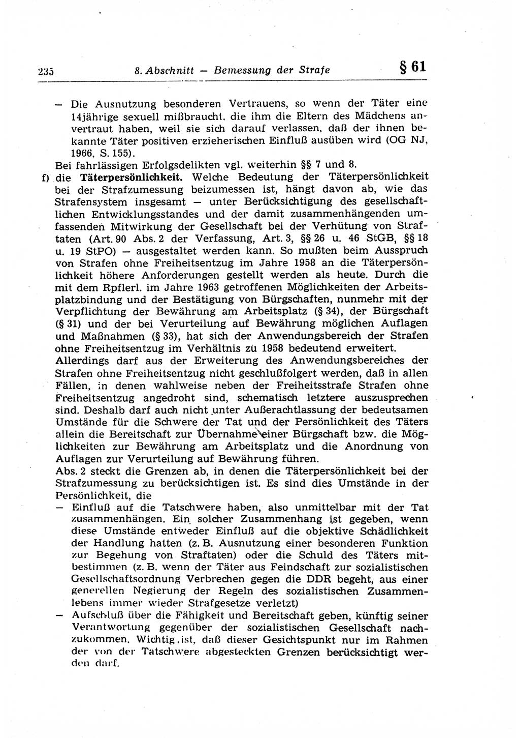 Strafrecht der Deutschen Demokratischen Republik (DDR), Lehrkommentar zum Strafgesetzbuch (StGB), Allgemeiner Teil 1969, Seite 235 (Strafr. DDR Lehrkomm. StGB AT 1969, S. 235)