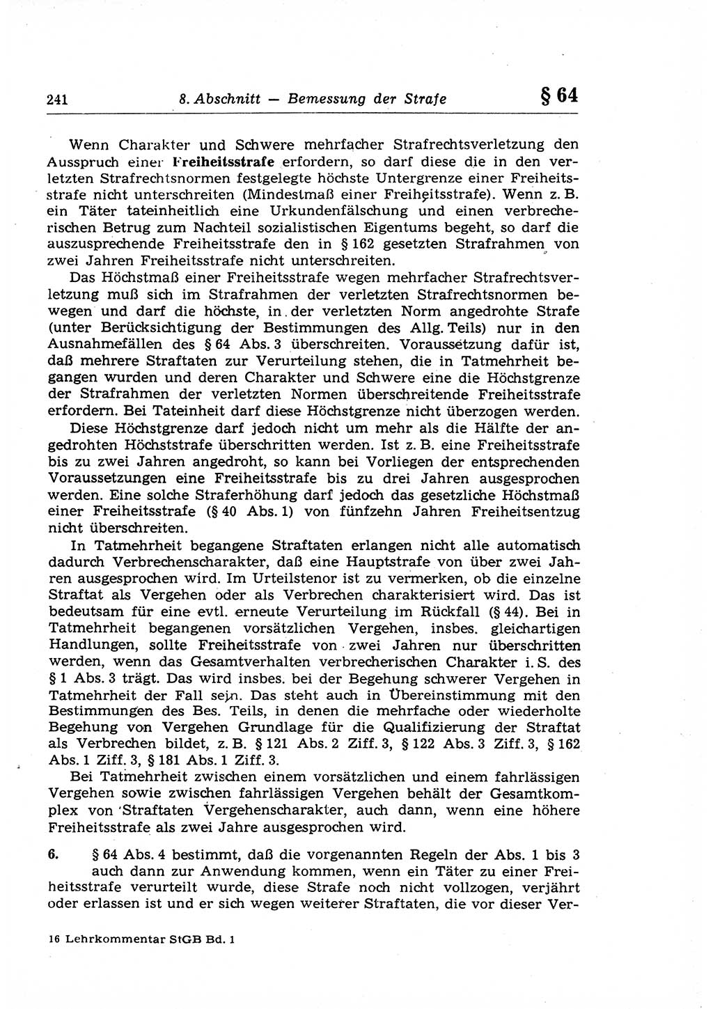 Strafrecht der Deutschen Demokratischen Republik (DDR), Lehrkommentar zum Strafgesetzbuch (StGB), Allgemeiner Teil 1969, Seite 241 (Strafr. DDR Lehrkomm. StGB AT 1969, S. 241)