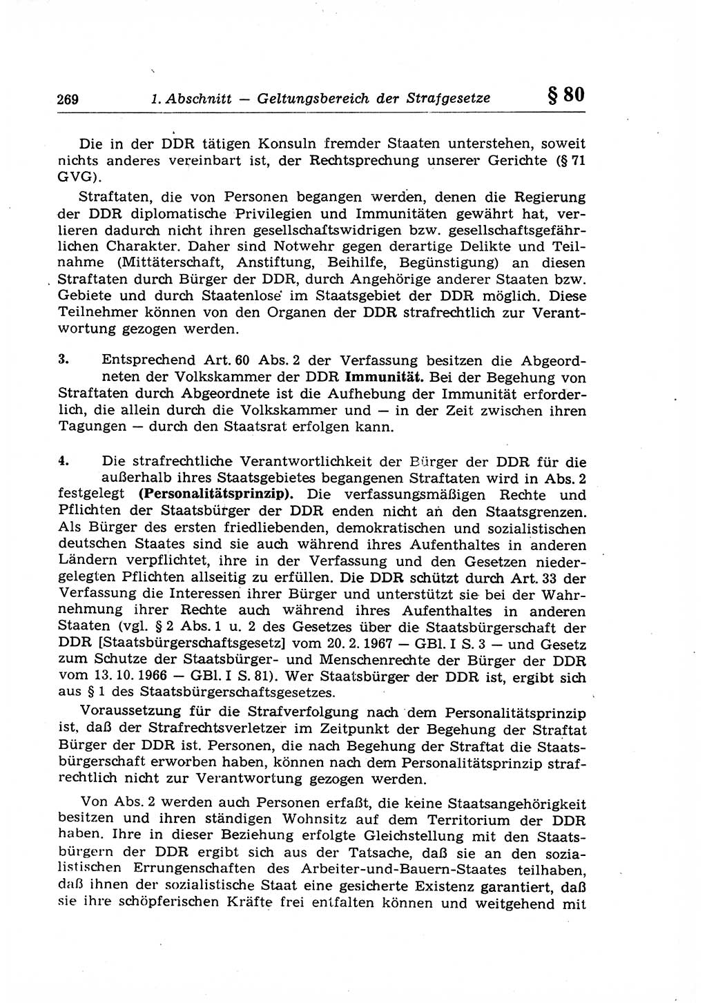 Strafrecht der Deutschen Demokratischen Republik (DDR), Lehrkommentar zum Strafgesetzbuch (StGB), Allgemeiner Teil 1969, Seite 269 (Strafr. DDR Lehrkomm. StGB AT 1969, S. 269)
