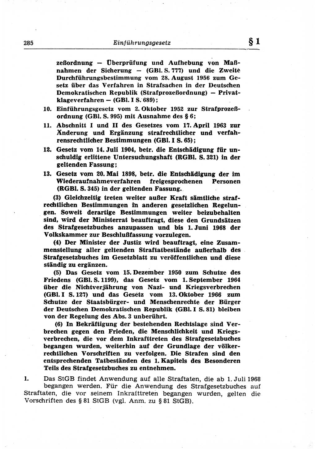 Strafrecht der Deutschen Demokratischen Republik (DDR), Lehrkommentar zum Strafgesetzbuch (StGB), Allgemeiner Teil 1969, Seite 285 (Strafr. DDR Lehrkomm. StGB AT 1969, S. 285)
