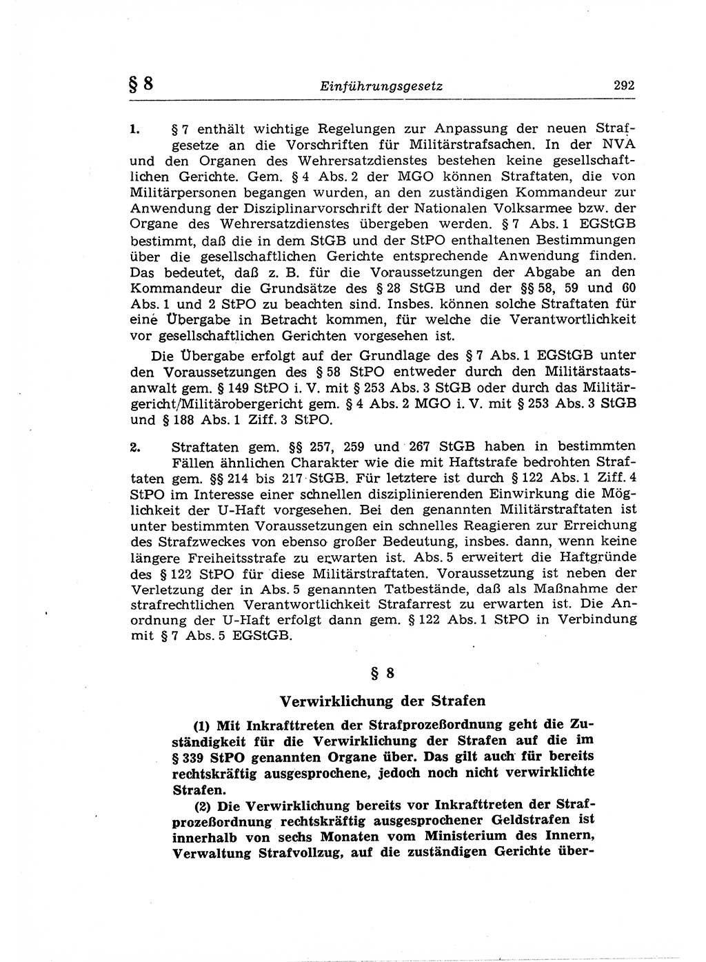 Strafrecht der Deutschen Demokratischen Republik (DDR), Lehrkommentar zum Strafgesetzbuch (StGB), Allgemeiner Teil 1969, Seite 292 (Strafr. DDR Lehrkomm. StGB AT 1969, S. 292)