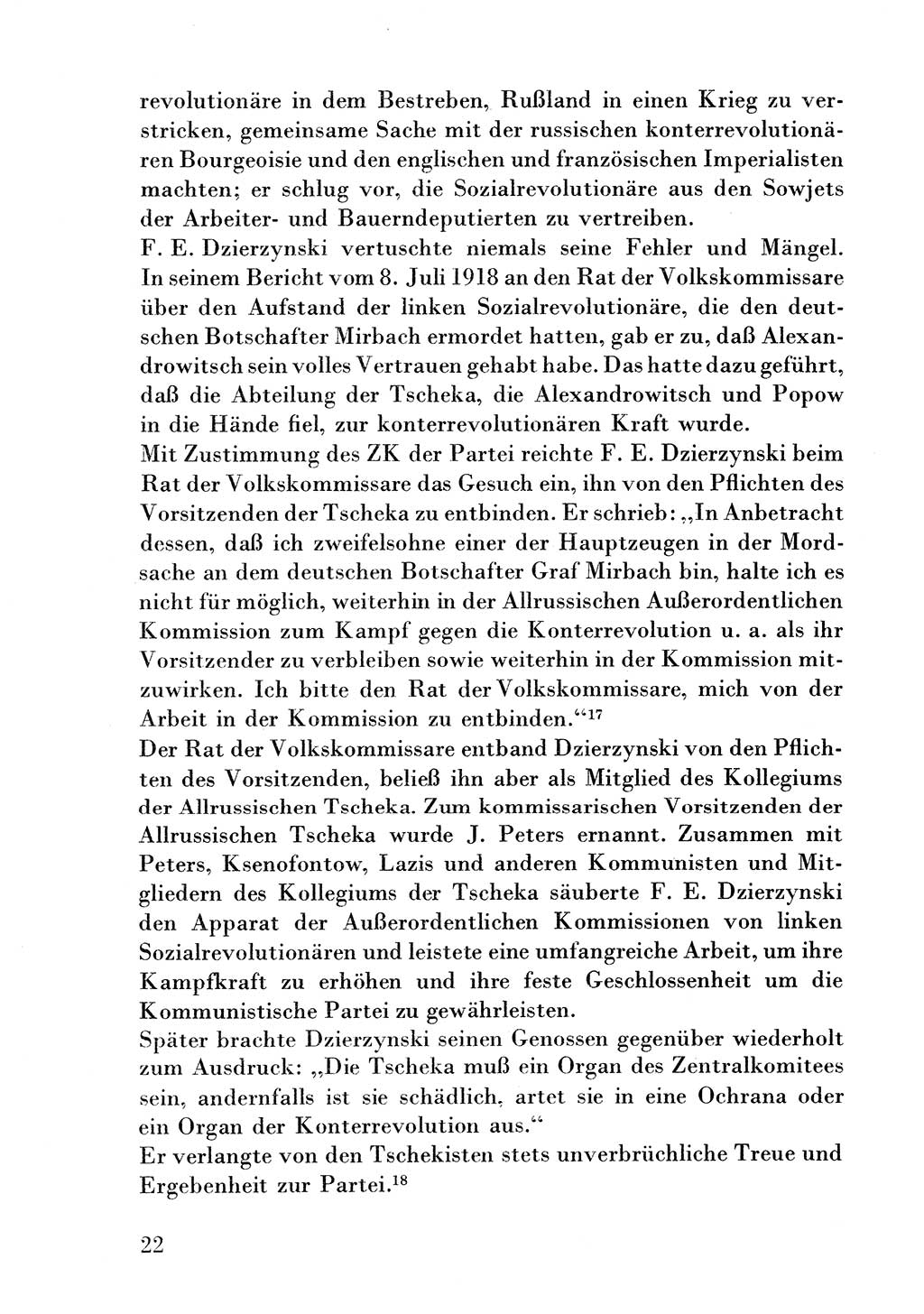 Der erste Tschekist, A. W. Tischkow [Militärverlag des Ministeriums für Verteidigung der UdSSR, Moskau 1968], Ministerium für Staatssicherheit (MfS) [Deutsche Demokratische Republik (DDR)], Juristische Hochschule (JHS) Potsdam 1969, Seite 22 (Tschekist MfS JHS DDR 1969, S. 22)