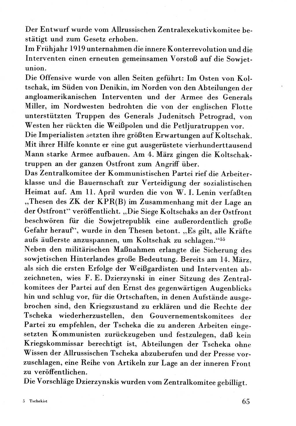 Der erste Tschekist, A. W. Tischkow [Militärverlag des Ministeriums für Verteidigung der UdSSR, Moskau 1968], Ministerium für Staatssicherheit (MfS) [Deutsche Demokratische Republik (DDR)], Juristische Hochschule (JHS) Potsdam 1969, Seite 65 (Tschekist MfS JHS DDR 1969, S. 65)