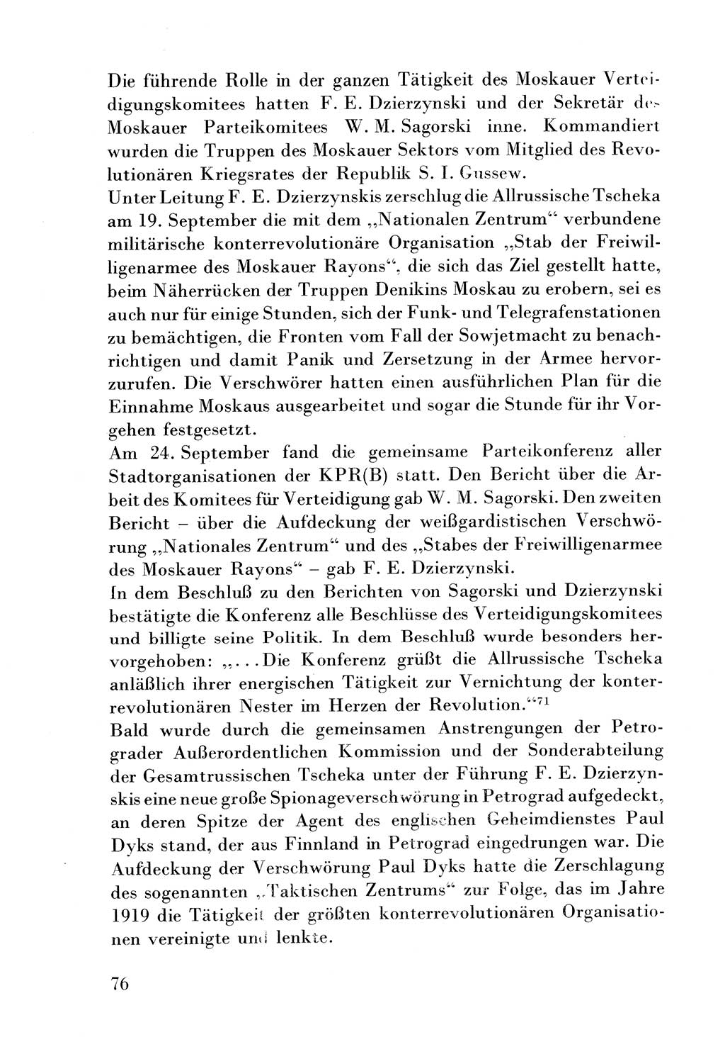 Der erste Tschekist, A. W. Tischkow [Militärverlag des Ministeriums für Verteidigung der UdSSR, Moskau 1968], Ministerium für Staatssicherheit (MfS) [Deutsche Demokratische Republik (DDR)], Juristische Hochschule (JHS) Potsdam 1969, Seite 76 (Tschekist MfS JHS DDR 1969, S. 76)