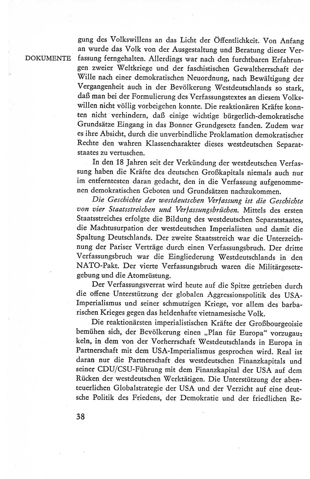 Verfassung der Deutschen Demokratischen Republik (DDR), Dokumente, Kommentar 1969, Band 1, Seite 38 (Verf. DDR Dok. Komm. 1969, Bd. 1, S. 38)