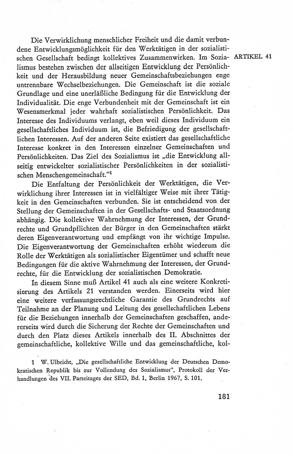 Verfassung der Deutschen Demokratischen Republik (DDR), Dokumente, Kommentar 1969, Band 2, Seite 181 (Verf. DDR Dok. Komm. 1969, Bd. 2, S. 181)