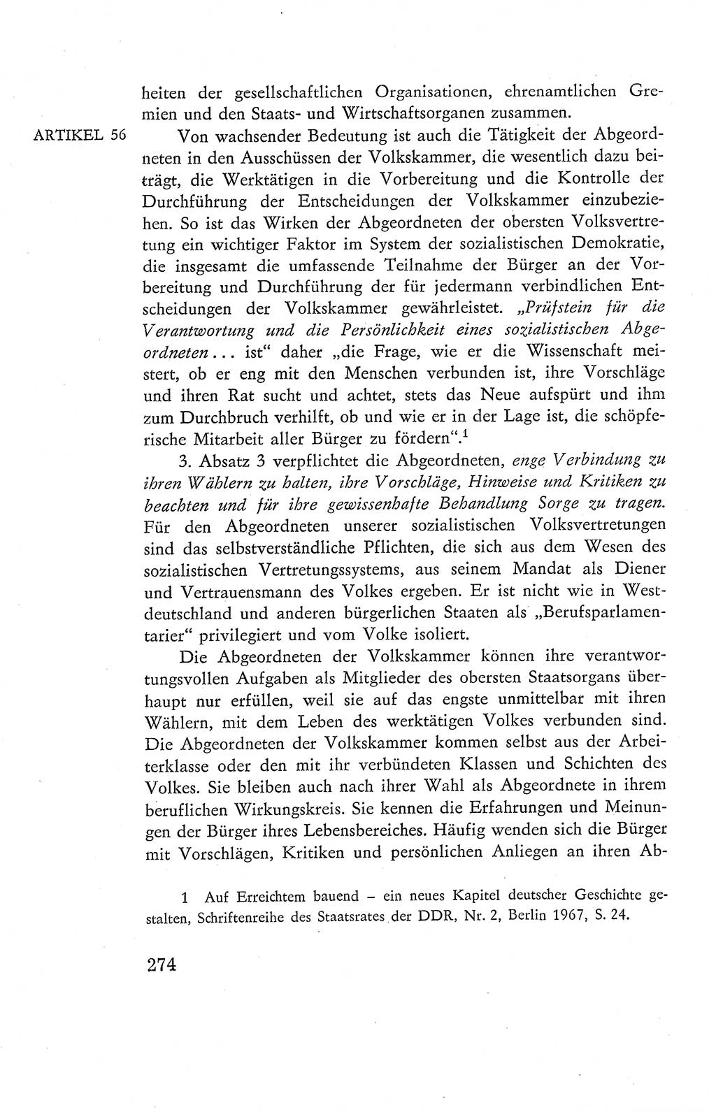 Verfassung der Deutschen Demokratischen Republik (DDR), Dokumente, Kommentar 1969, Band 2, Seite 274 (Verf. DDR Dok. Komm. 1969, Bd. 2, S. 274)