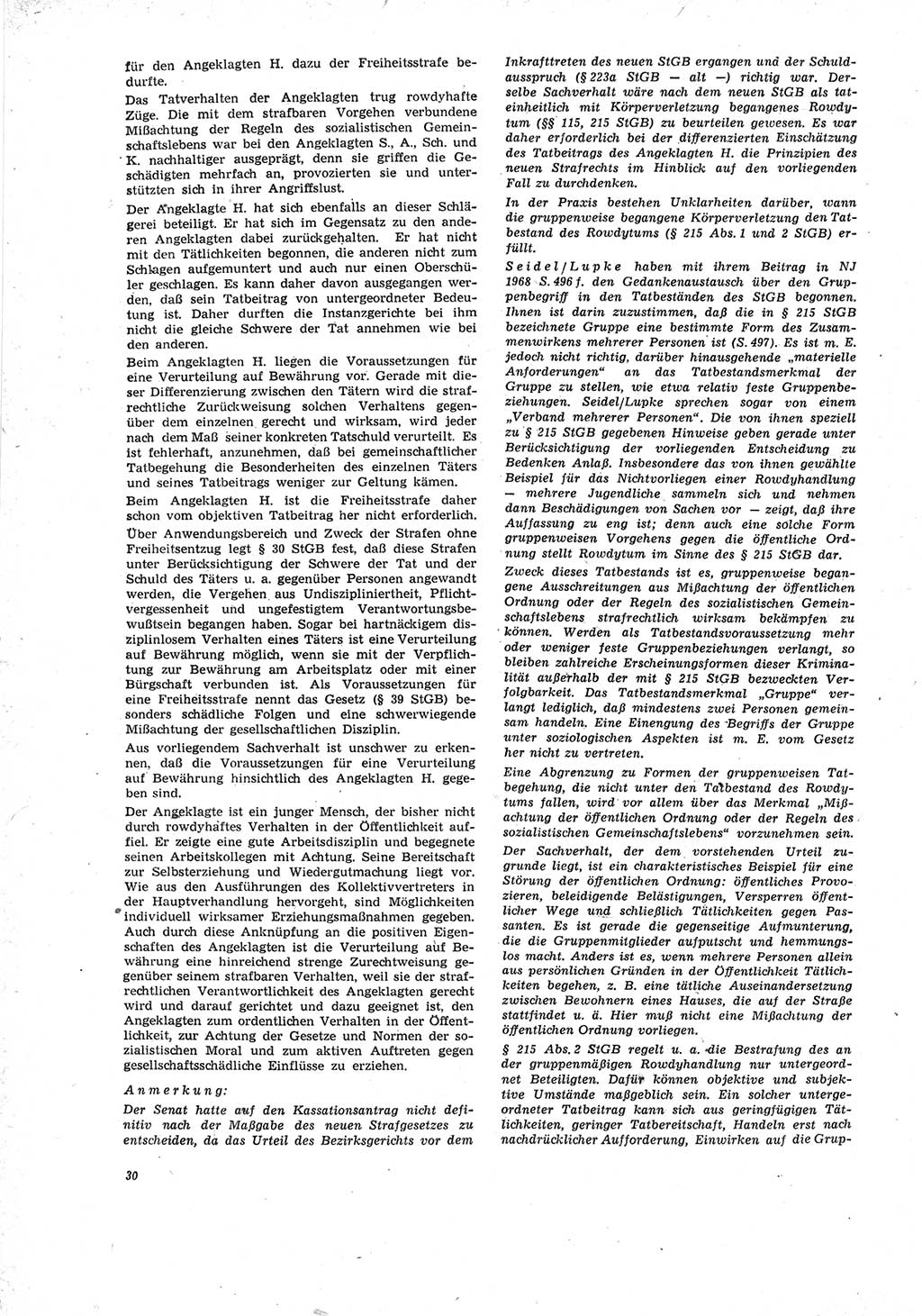 Neue Justiz (NJ), Zeitschrift für Recht und Rechtswissenschaft [Deutsche Demokratische Republik (DDR)], 23. Jahrgang 1969, Seite 30 (NJ DDR 1969, S. 30)