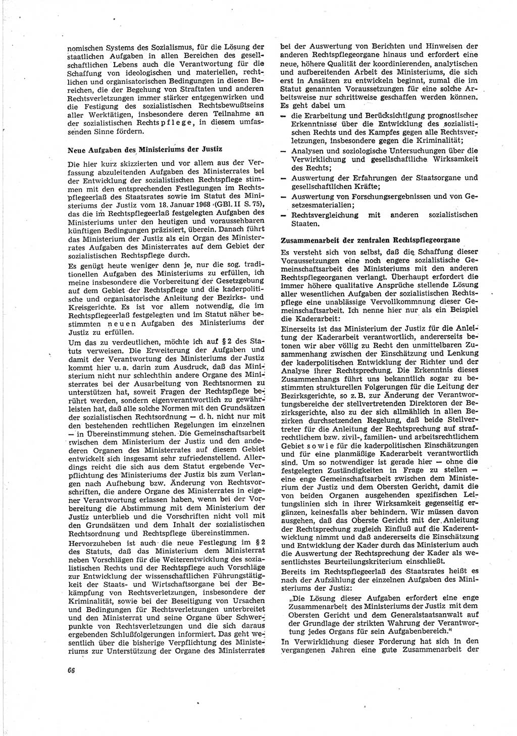 Neue Justiz (NJ), Zeitschrift für Recht und Rechtswissenschaft [Deutsche Demokratische Republik (DDR)], 23. Jahrgang 1969, Seite 66 (NJ DDR 1969, S. 66)