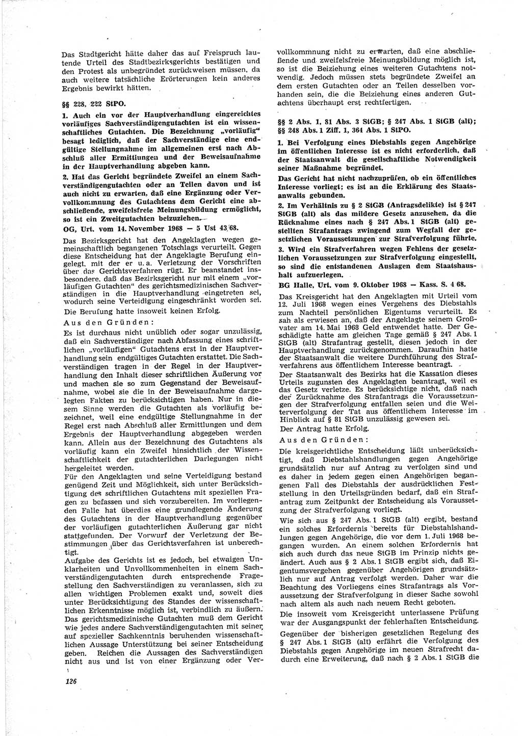 Neue Justiz (NJ), Zeitschrift für Recht und Rechtswissenschaft [Deutsche Demokratische Republik (DDR)], 23. Jahrgang 1969, Seite 126 (NJ DDR 1969, S. 126)