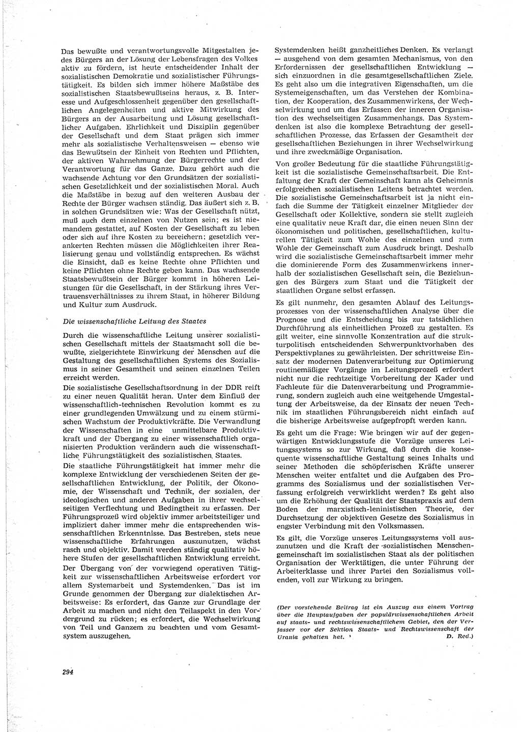 Neue Justiz (NJ), Zeitschrift für Recht und Rechtswissenschaft [Deutsche Demokratische Republik (DDR)], 23. Jahrgang 1969, Seite 294 (NJ DDR 1969, S. 294)