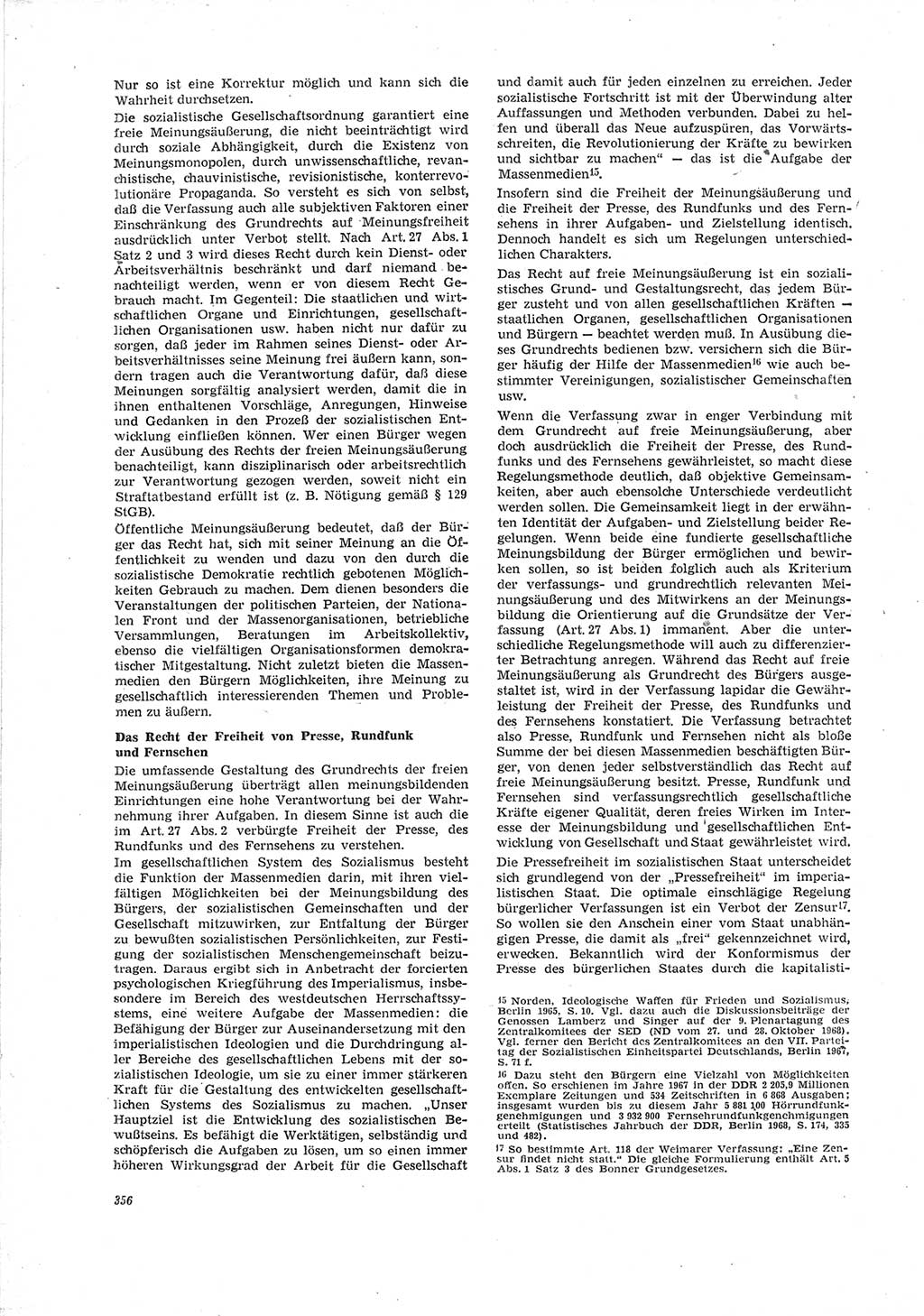 Neue Justiz (NJ), Zeitschrift für Recht und Rechtswissenschaft [Deutsche Demokratische Republik (DDR)], 23. Jahrgang 1969, Seite 356 (NJ DDR 1969, S. 356)