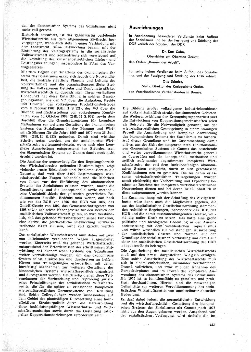 Neue Justiz (NJ), Zeitschrift für Recht und Rechtswissenschaft [Deutsche Demokratische Republik (DDR)], 23. Jahrgang 1969, Seite 483 (NJ DDR 1969, S. 483)