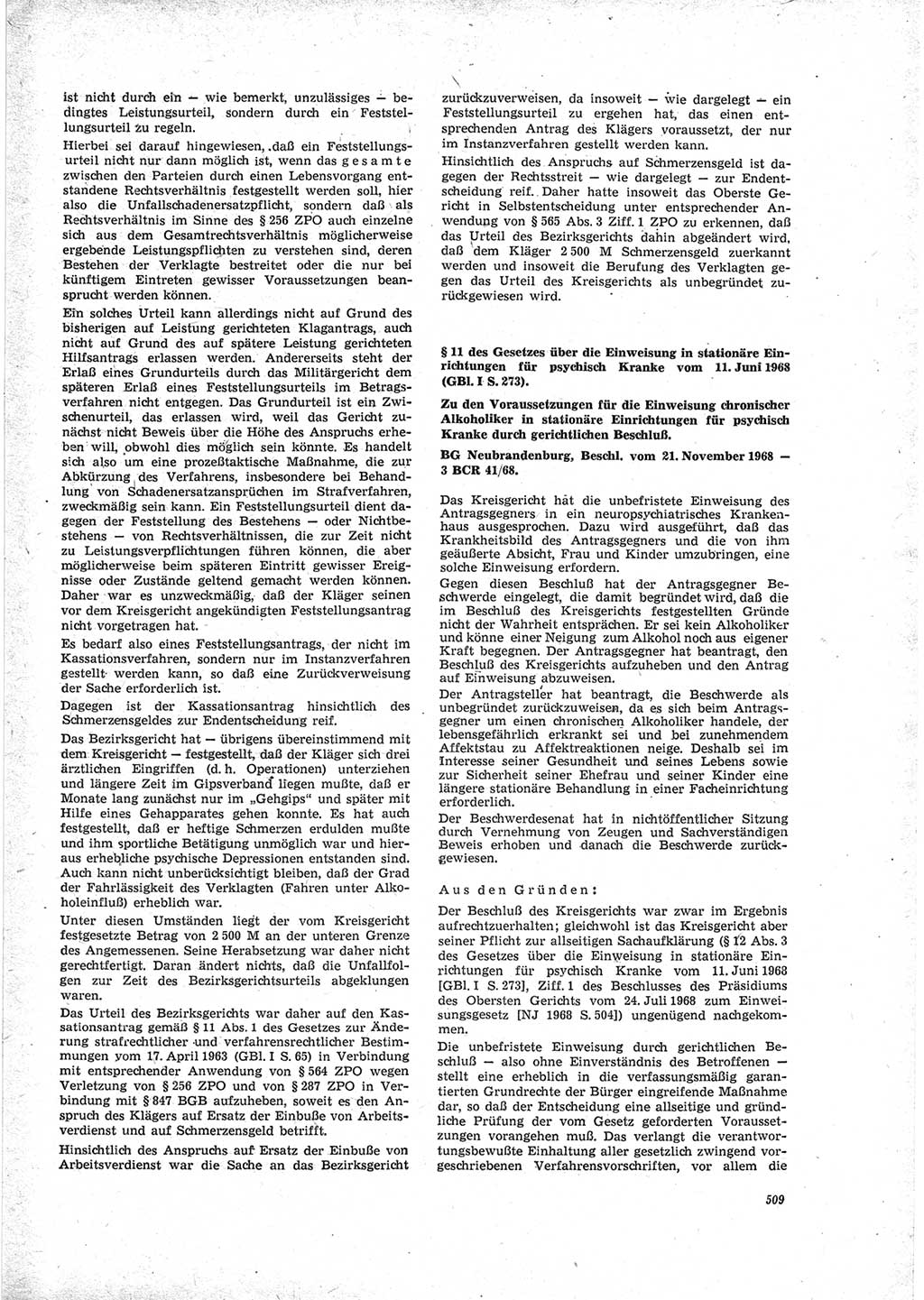 Neue Justiz (NJ), Zeitschrift für Recht und Rechtswissenschaft [Deutsche Demokratische Republik (DDR)], 23. Jahrgang 1969, Seite 509 (NJ DDR 1969, S. 509)