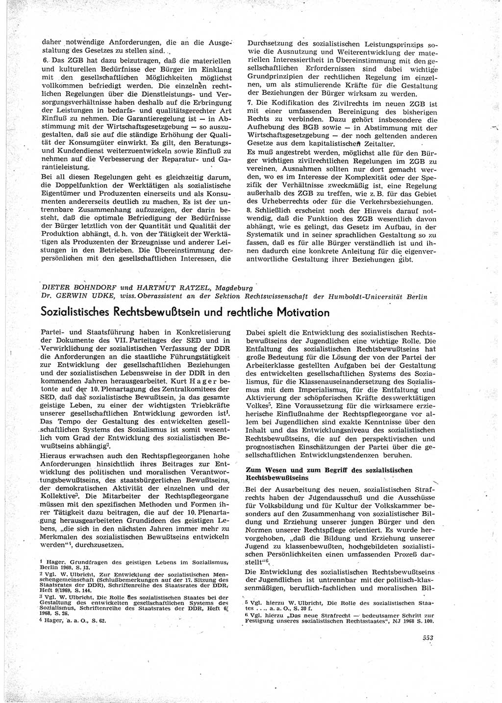 Neue Justiz (NJ), Zeitschrift für Recht und Rechtswissenschaft [Deutsche Demokratische Republik (DDR)], 23. Jahrgang 1969, Seite 553 (NJ DDR 1969, S. 553)