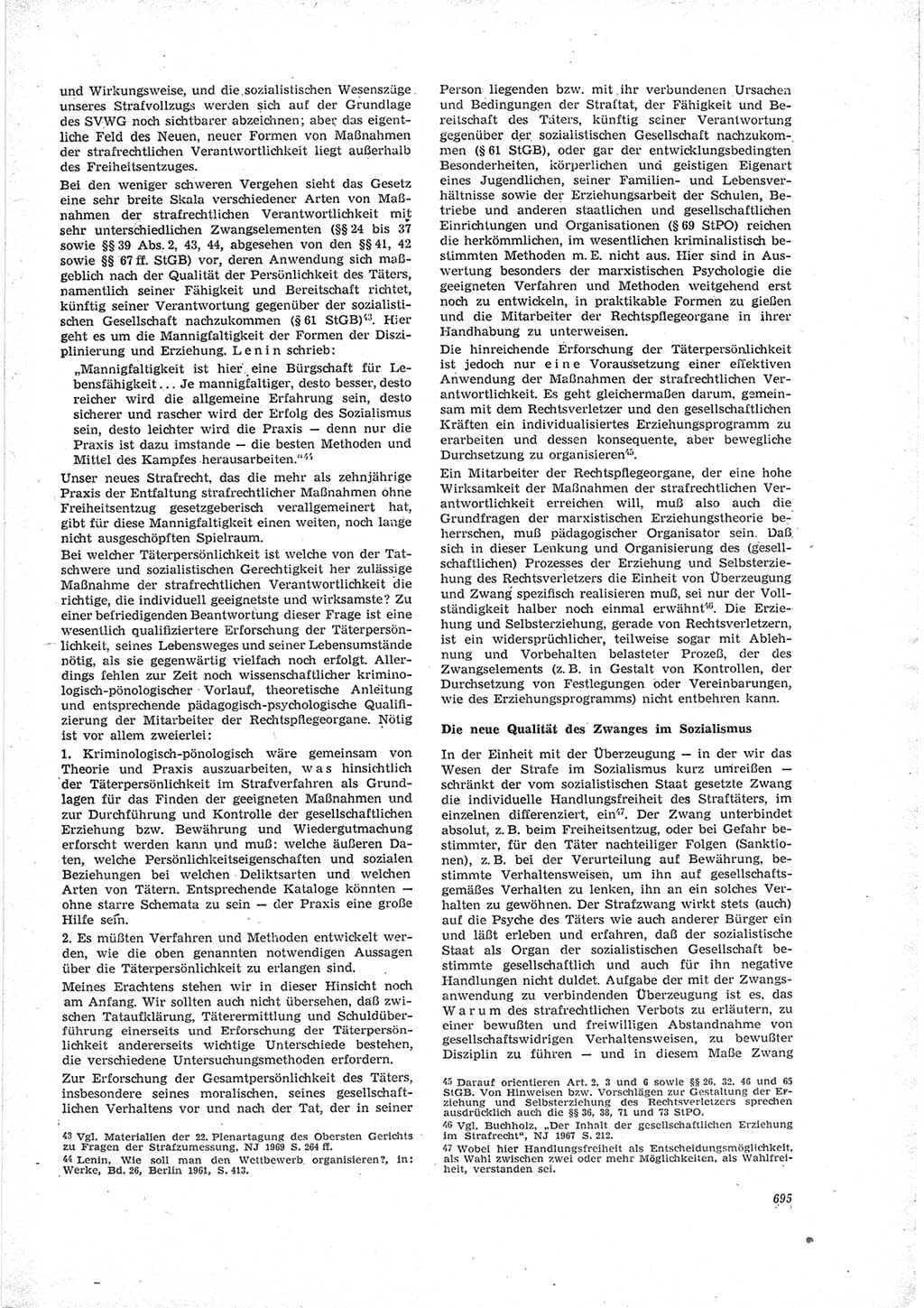 Neue Justiz (NJ), Zeitschrift für Recht und Rechtswissenschaft [Deutsche Demokratische Republik (DDR)], 23. Jahrgang 1969, Seite 695 (NJ DDR 1969, S. 695)