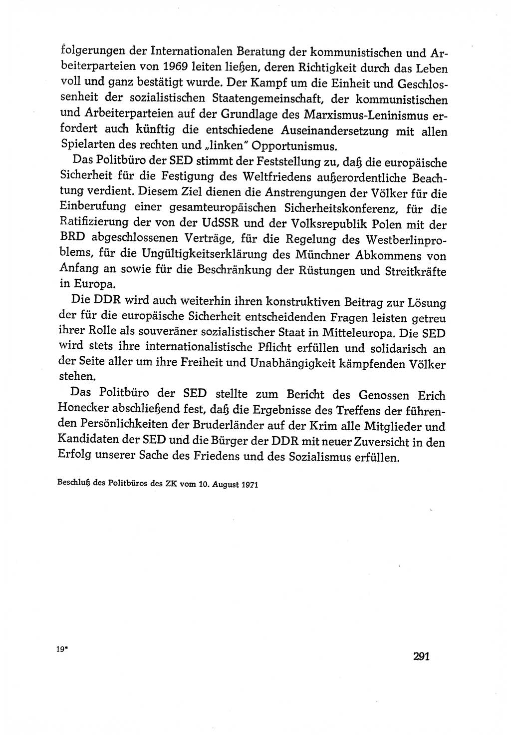 Dokumente der Sozialistischen Einheitspartei Deutschlands (SED) [Deutsche Demokratische Republik (DDR)] 1970-1971, Seite 291 (Dok. SED DDR 1970-1971, S. 291)