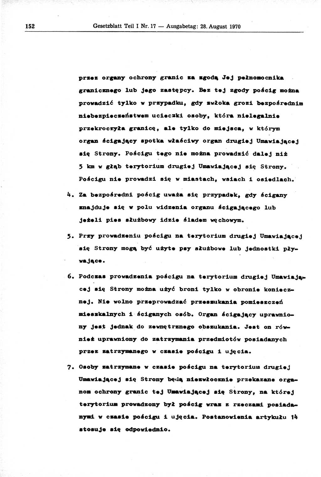 Gesetzblatt (GBl.) der Deutschen Demokratischen Republik (DDR) Teil Ⅰ 1970, Seite 152 (GBl. DDR Ⅰ 1970, S. 152)