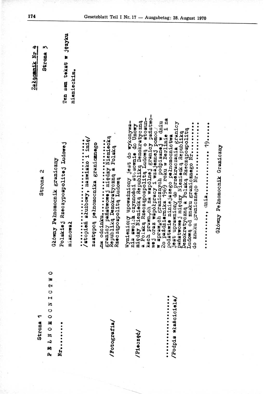 Gesetzblatt (GBl.) der Deutschen Demokratischen Republik (DDR) Teil Ⅰ 1970, Seite 174 (GBl. DDR Ⅰ 1970, S. 174)