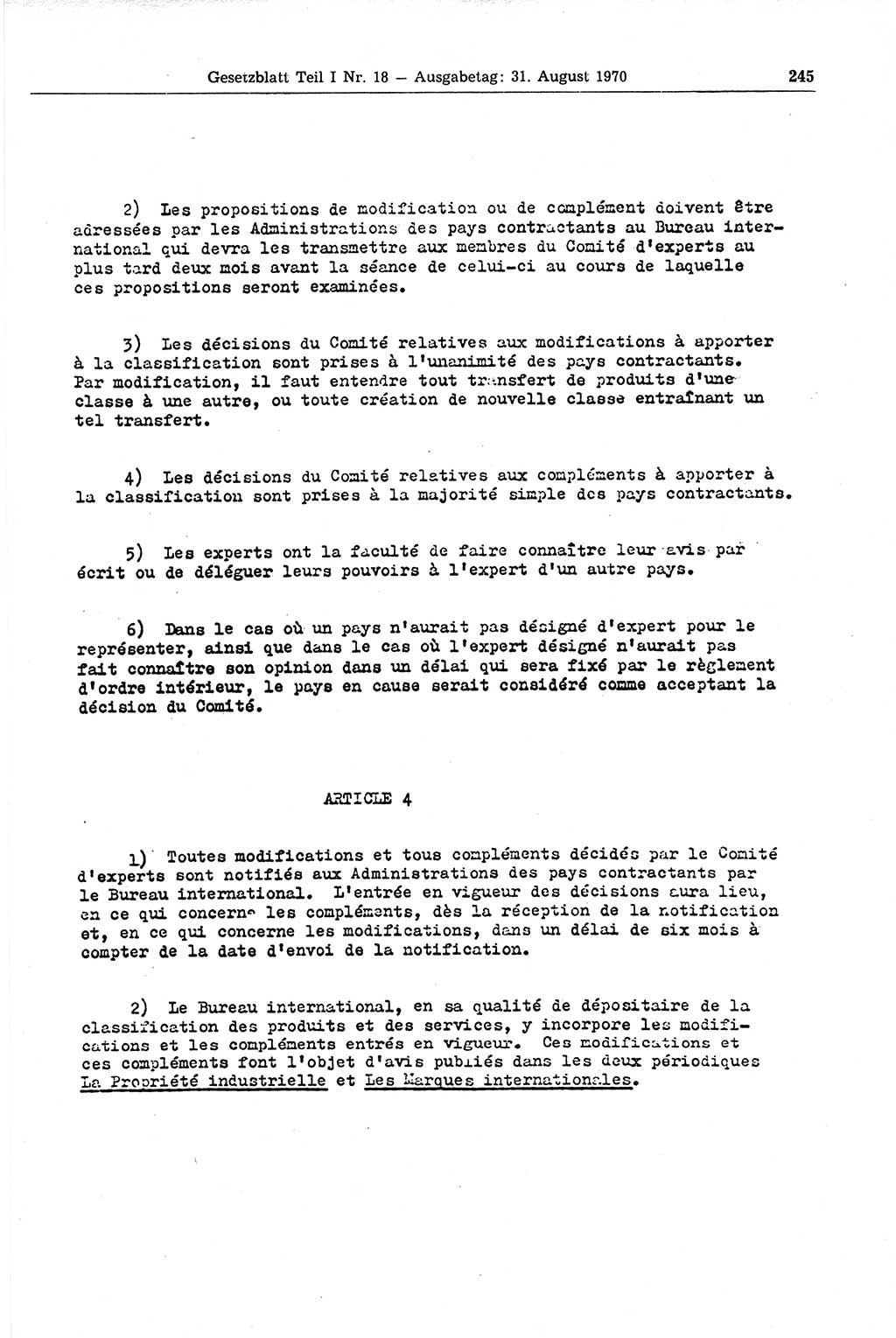 Gesetzblatt (GBl.) der Deutschen Demokratischen Republik (DDR) Teil Ⅰ 1970, Seite 245 (GBl. DDR Ⅰ 1970, S. 245)