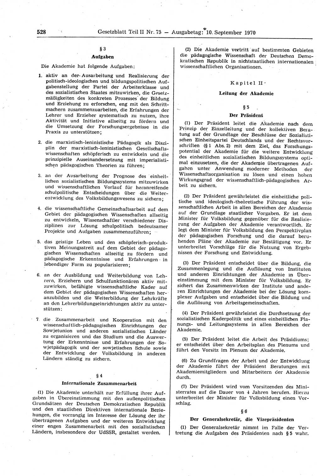 Gesetzblatt (GBl.) der Deutschen Demokratischen Republik (DDR) Teil ⅠⅠ 1970, Seite 528 (GBl. DDR ⅠⅠ 1970, S. 528)