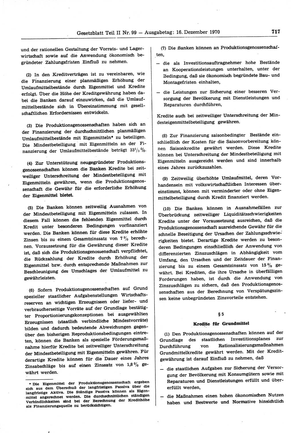 Gesetzblatt (GBl.) der Deutschen Demokratischen Republik (DDR) Teil ⅠⅠ 1970, Seite 717 (GBl. DDR ⅠⅠ 1970, S. 717)