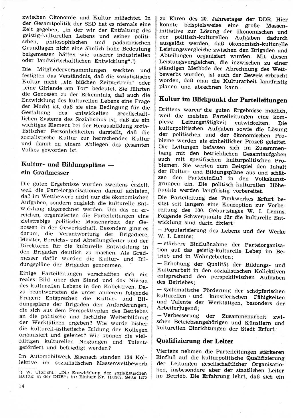 Neuer Weg (NW), Organ des Zentralkomitees (ZK) der SED (Sozialistische Einheitspartei Deutschlands) für Fragen des Parteilebens, 25. Jahrgang [Deutsche Demokratische Republik (DDR)] 1970, Seite 14 (NW ZK SED DDR 1970, S. 14)