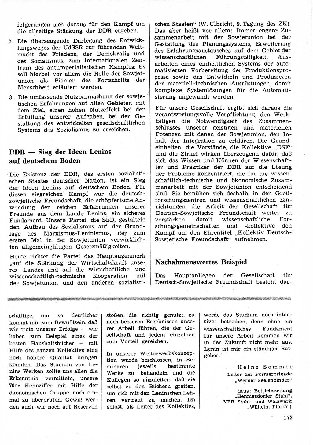 Neuer Weg (NW), Organ des Zentralkomitees (ZK) der SED (Sozialistische Einheitspartei Deutschlands) für Fragen des Parteilebens, 25. Jahrgang [Deutsche Demokratische Republik (DDR)] 1970, Seite 173 (NW ZK SED DDR 1970, S. 173)