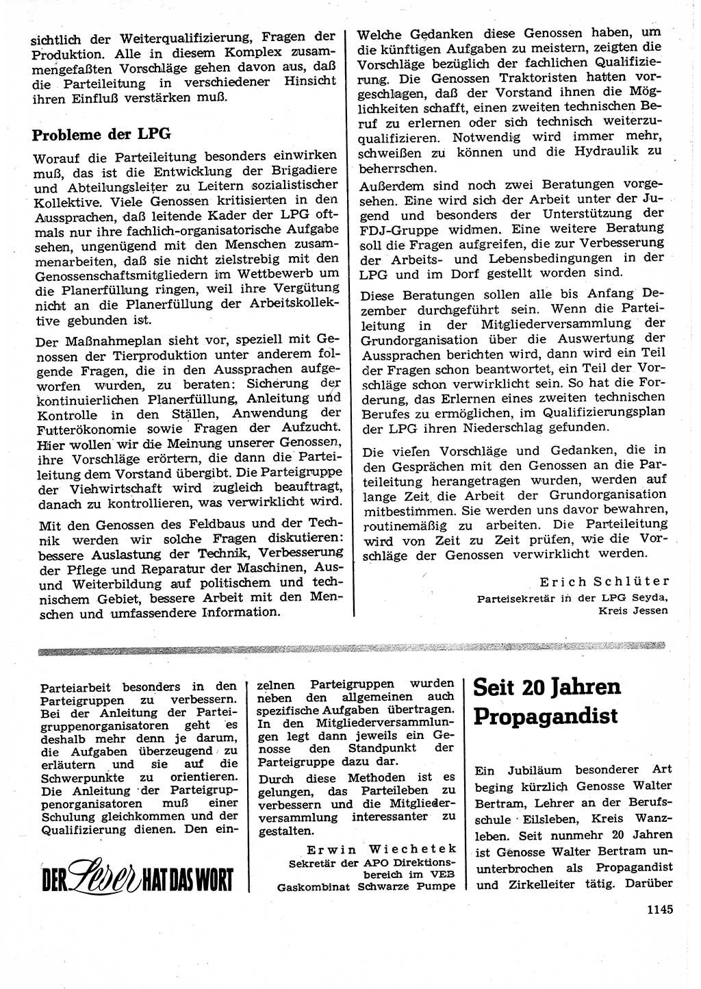 Neuer Weg (NW), Organ des Zentralkomitees (ZK) der SED (Sozialistische Einheitspartei Deutschlands) für Fragen des Parteilebens, 25. Jahrgang [Deutsche Demokratische Republik (DDR)] 1970, Seite 1145 (NW ZK SED DDR 1970, S. 1145)
