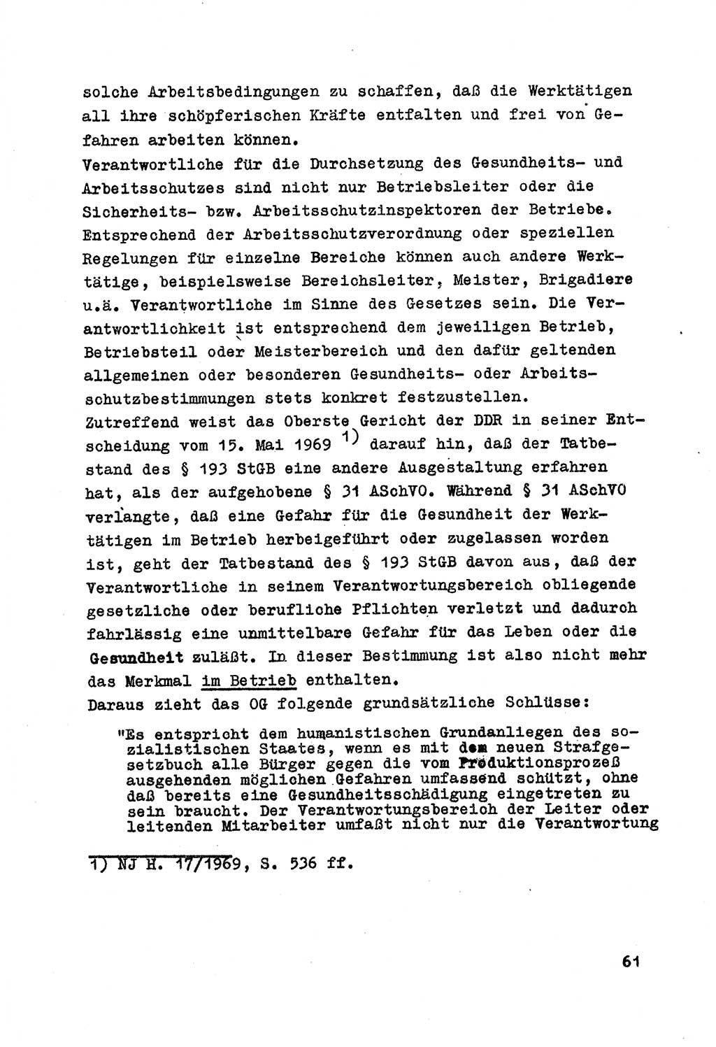 Strafrecht der DDR (Deutsche Demokratische Republik), Besonderer Teil, Lehrmaterial, Heft 7 1970, Seite 61 (Strafr. DDR BT Lehrmat. H. 7 1970, S. 61)