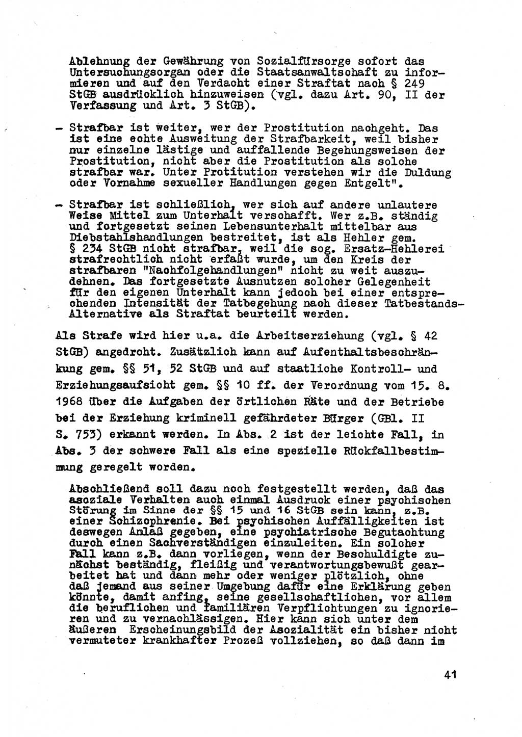 Strafrecht der DDR (Deutsche Demokratische Republik), Besonderer Teil, Lehrmaterial, Heft 8 1970, Seite 41 (Strafr. DDR BT Lehrmat. H. 8 1970, S. 41)