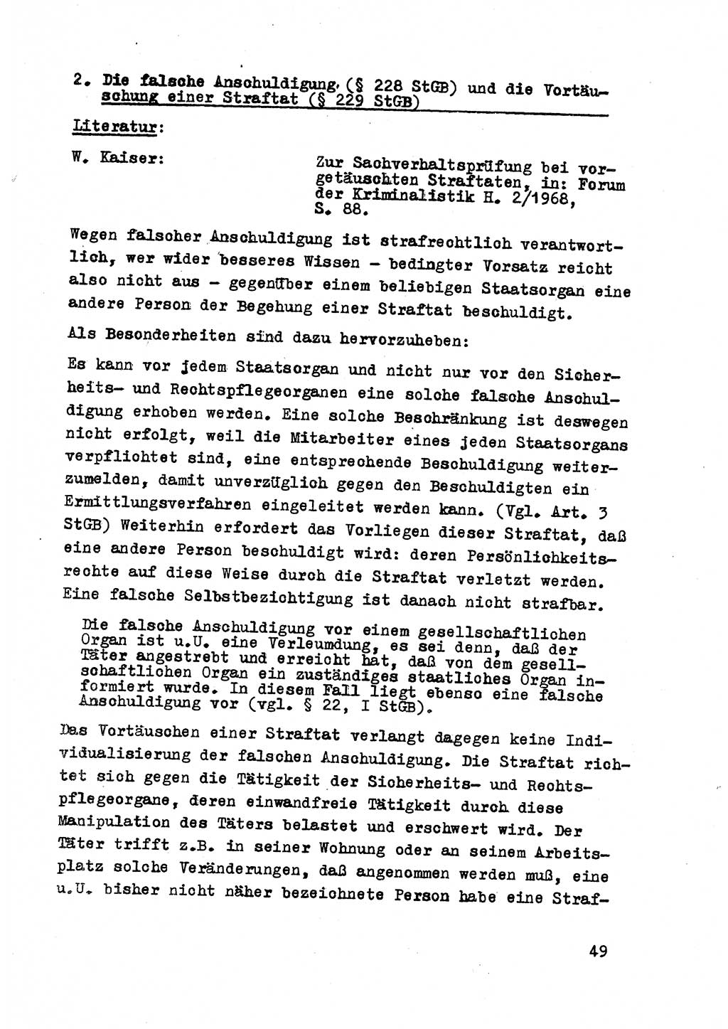 Strafrecht der DDR (Deutsche Demokratische Republik), Besonderer Teil, Lehrmaterial, Heft 8 1970, Seite 49 (Strafr. DDR BT Lehrmat. H. 8 1970, S. 49)