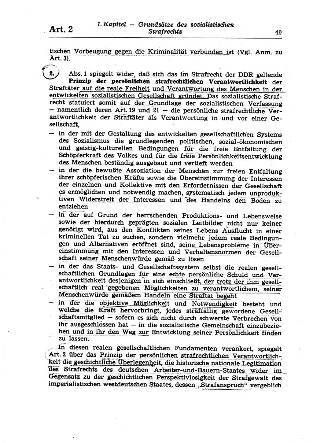 Strafrecht der Deutschen Demokratischen Republik (DDR), Lehrkommentar zum Strafgesetzbuch (StGB), Allgemeiner Teil 1970, Seite 40 (Strafr. DDR Lehrkomm. StGB AT 1970, S. 40)