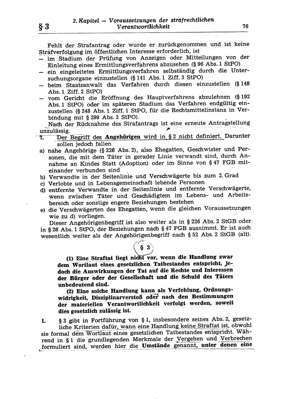 Strafrecht der Deutschen Demokratischen Republik (DDR), Lehrkommentar zum Strafgesetzbuch (StGB), Allgemeiner Teil 1970, Seite 76 (Strafr. DDR Lehrkomm. StGB AT 1970, S. 76)