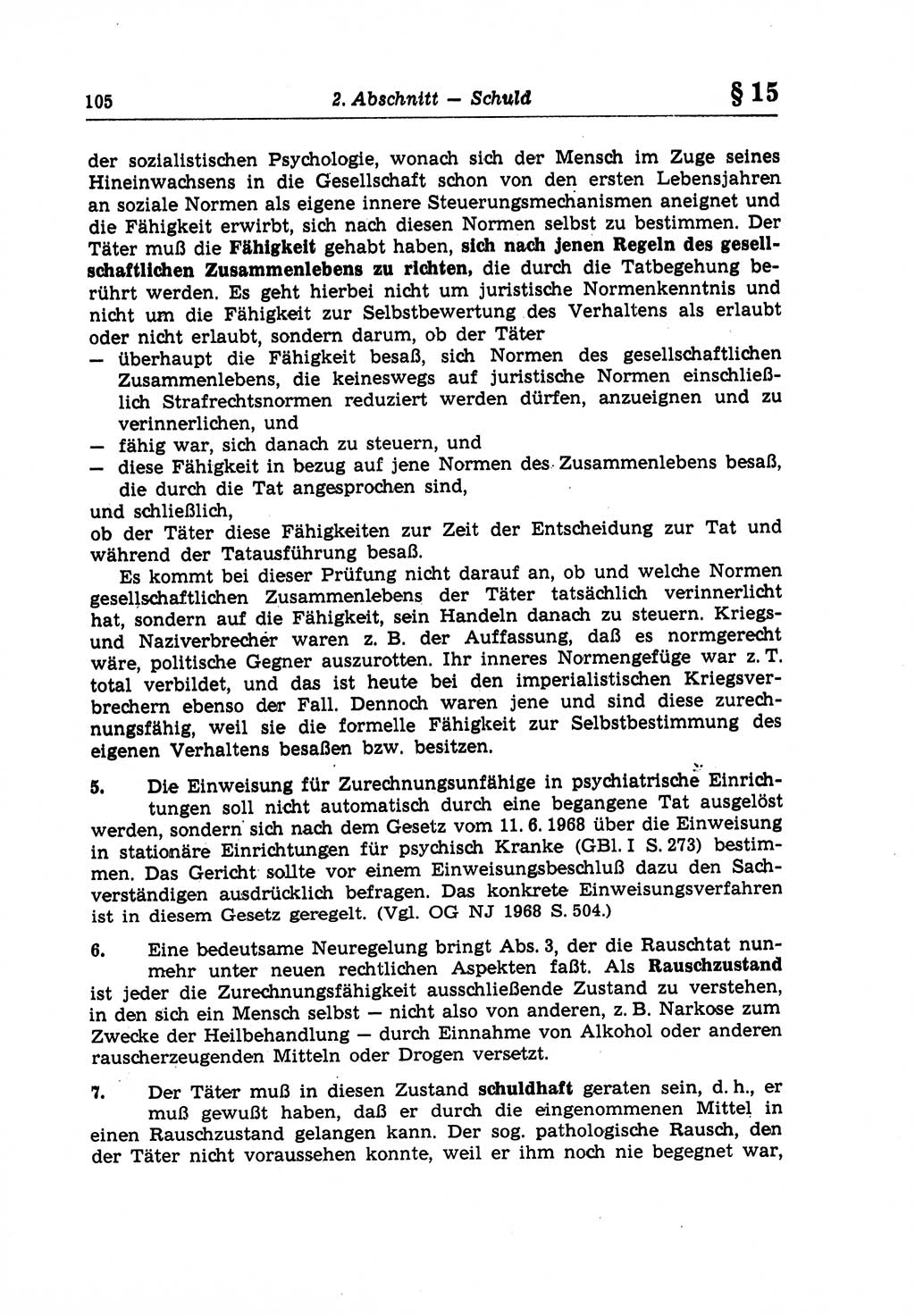 Strafrecht der Deutschen Demokratischen Republik (DDR), Lehrkommentar zum Strafgesetzbuch (StGB), Allgemeiner Teil 1970, Seite 105 (Strafr. DDR Lehrkomm. StGB AT 1970, S. 105)