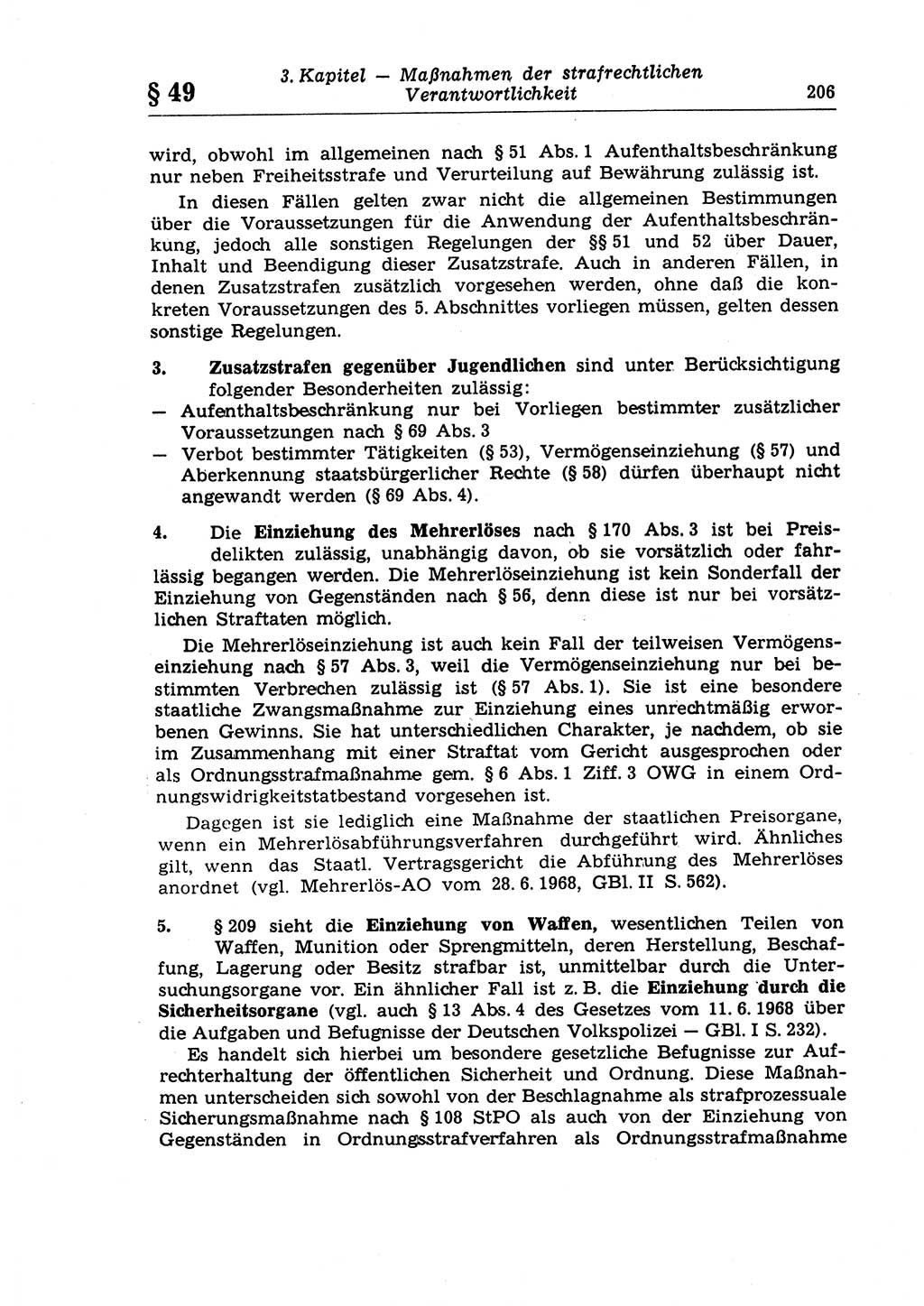 Strafrecht der Deutschen Demokratischen Republik (DDR), Lehrkommentar zum Strafgesetzbuch (StGB), Allgemeiner Teil 1970, Seite 206 (Strafr. DDR Lehrkomm. StGB AT 1970, S. 206)