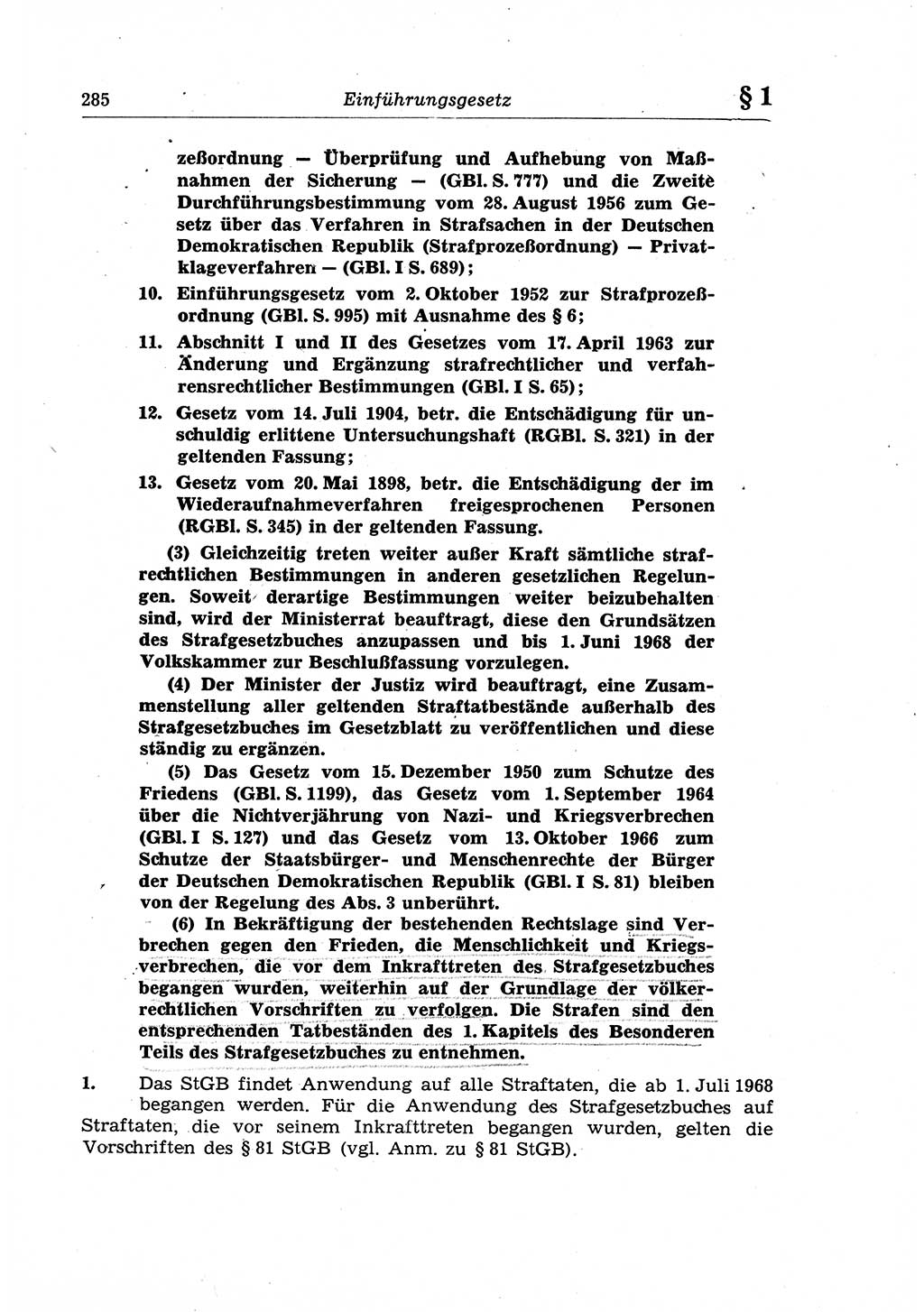 Strafrecht der Deutschen Demokratischen Republik (DDR), Lehrkommentar zum Strafgesetzbuch (StGB), Allgemeiner Teil 1970, Seite 285 (Strafr. DDR Lehrkomm. StGB AT 1970, S. 285)
