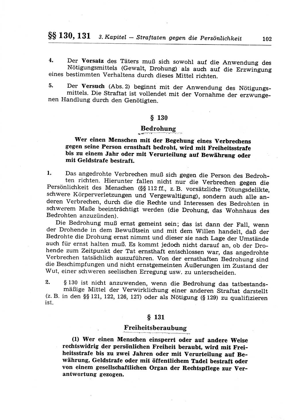 Strafrecht der Deutschen Demokratischen Republik (DDR), Lehrkommentar zum Strafgesetzbuch (StGB), Besonderer Teil 1970, Seite 102 (Strafr. DDR Lehrkomm. StGB BT 1970, S. 102)