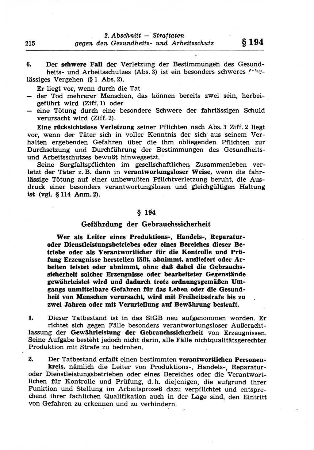 Strafrecht der Deutschen Demokratischen Republik (DDR), Lehrkommentar zum Strafgesetzbuch (StGB), Besonderer Teil 1970, Seite 215 (Strafr. DDR Lehrkomm. StGB BT 1970, S. 215)