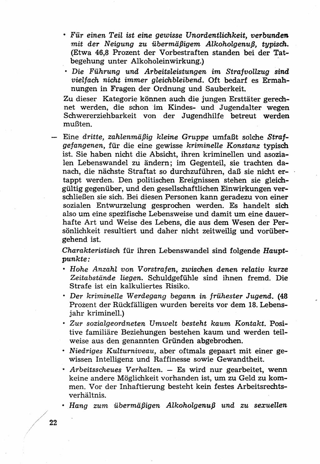 Die Wiedereingliederung Strafentlassener in das gesellschaftliche Leben [Deutsche Demokratische Republik (DDR)] und die Erziehung kriminell gefährdeter Bürger 1970, Seite 22 (Wiedereingl. Strafentl. DDR 1970, S. 22)