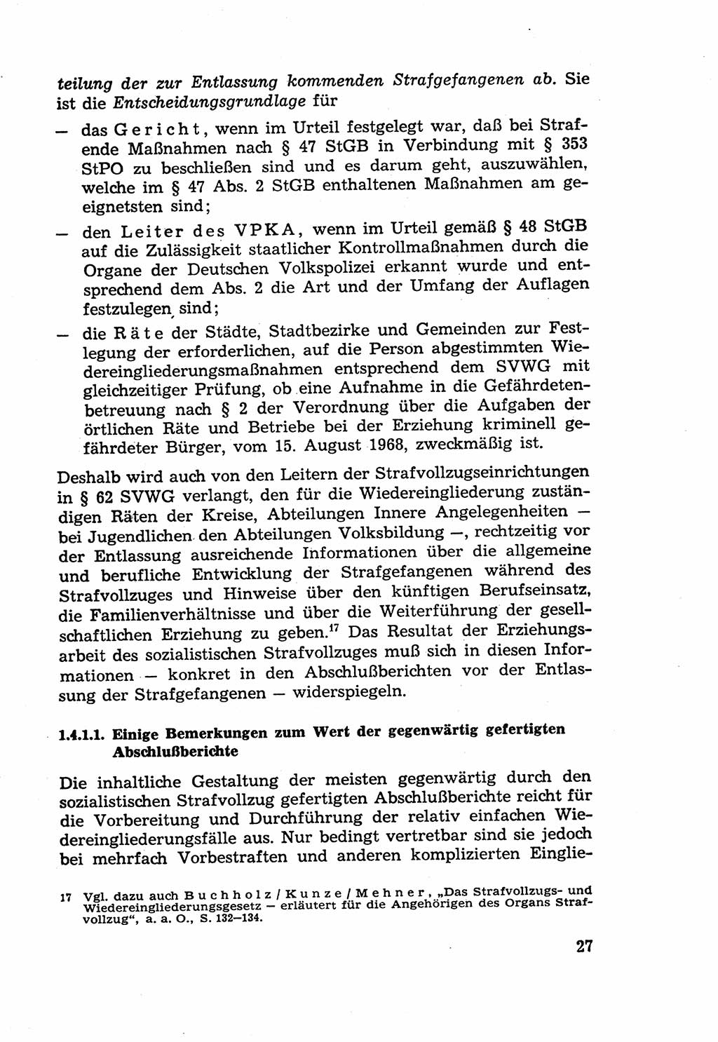 Die Wiedereingliederung Strafentlassener in das gesellschaftliche Leben [Deutsche Demokratische Republik (DDR)] und die Erziehung kriminell gefährdeter Bürger 1970, Seite 27 (Wiedereingl. Strafentl. DDR 1970, S. 27)