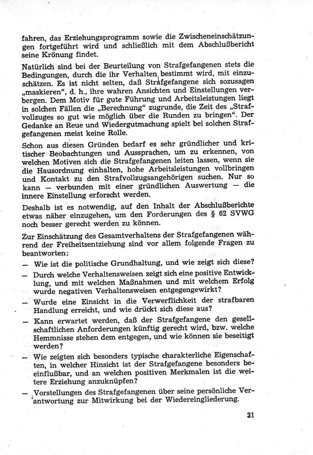 Die Wiedereingliederung Strafentlassener in das gesellschaftliche Leben [Deutsche Demokratische Republik (DDR)] und die Erziehung kriminell gefährdeter Bürger 1970, Seite 31 (Wiedereingl. Strafentl. DDR 1970, S. 31)