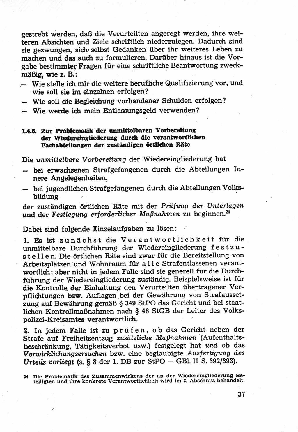 Die Wiedereingliederung Strafentlassener in das gesellschaftliche Leben [Deutsche Demokratische Republik (DDR)] und die Erziehung kriminell gefährdeter Bürger 1970, Seite 37 (Wiedereingl. Strafentl. DDR 1970, S. 37)