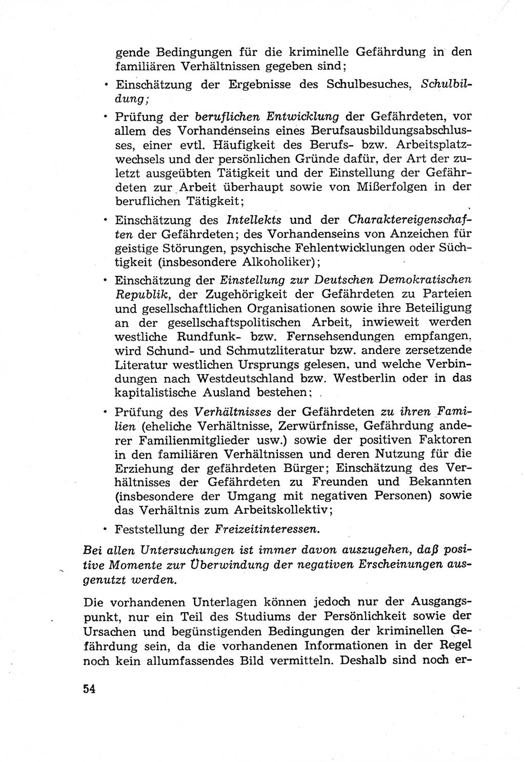 Die Wiedereingliederung Strafentlassener in das gesellschaftliche Leben [Deutsche Demokratische Republik (DDR)] und die Erziehung kriminell gefährdeter Bürger 1970, Seite 54 (Wiedereingl. Strafentl. DDR 1970, S. 54)