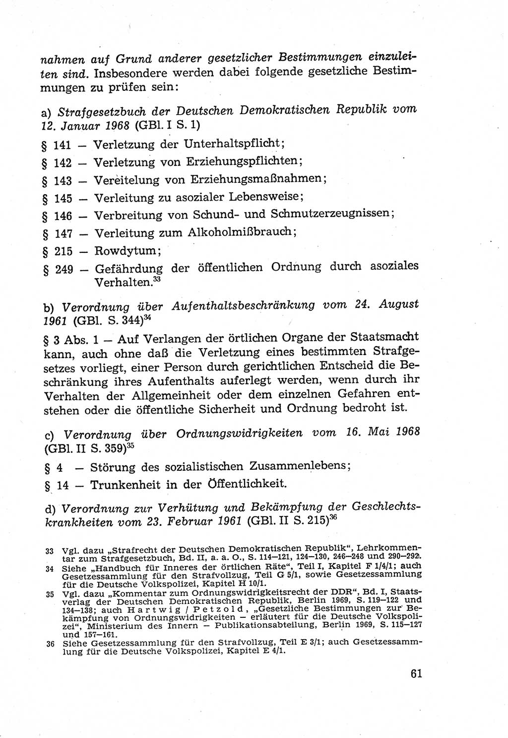 Die Wiedereingliederung Strafentlassener in das gesellschaftliche Leben [Deutsche Demokratische Republik (DDR)] und die Erziehung kriminell gefährdeter Bürger 1970, Seite 61 (Wiedereingl. Strafentl. DDR 1970, S. 61)